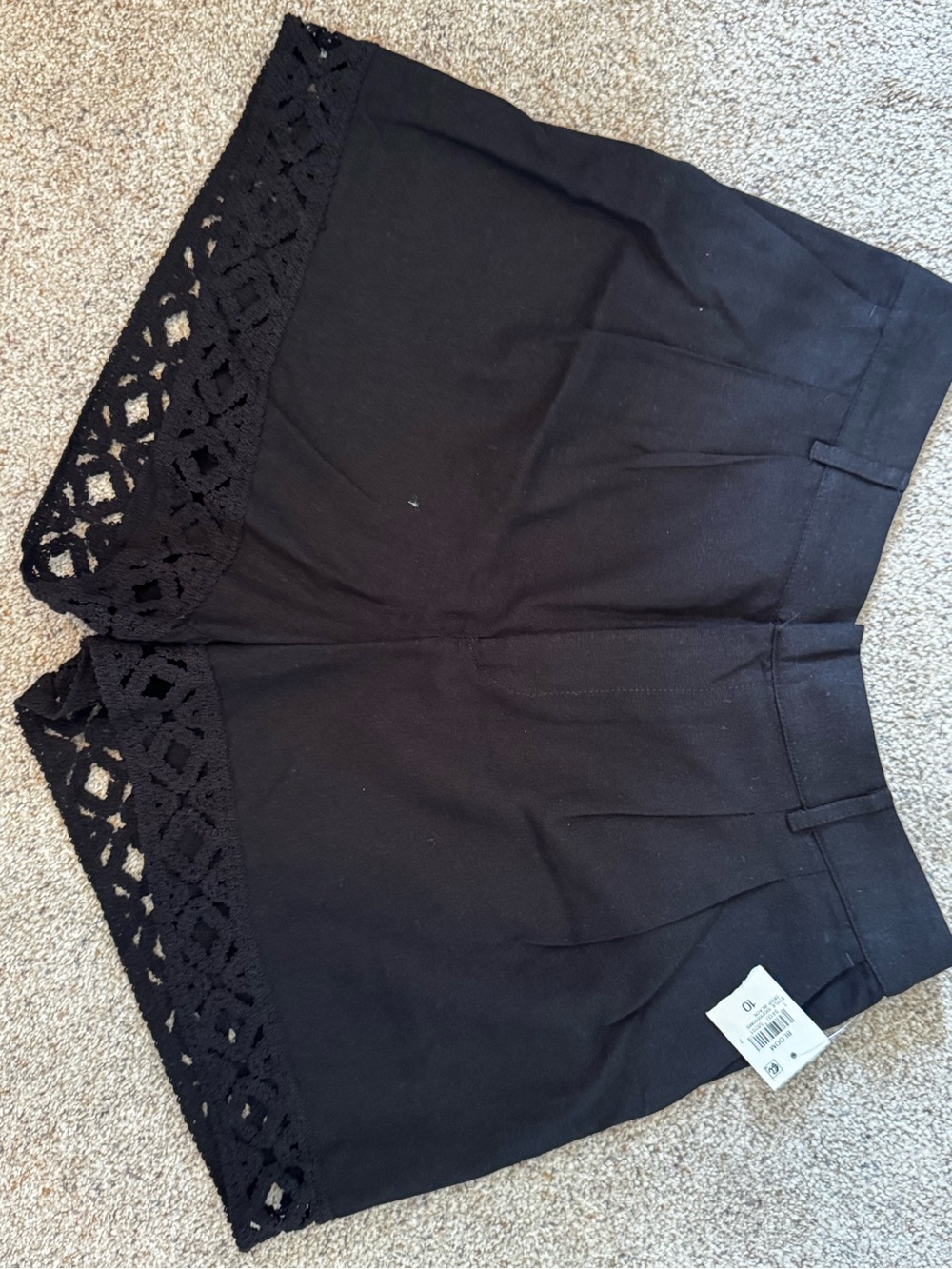 bloom Black High-Waist Crochet-Trim Shorts NWT